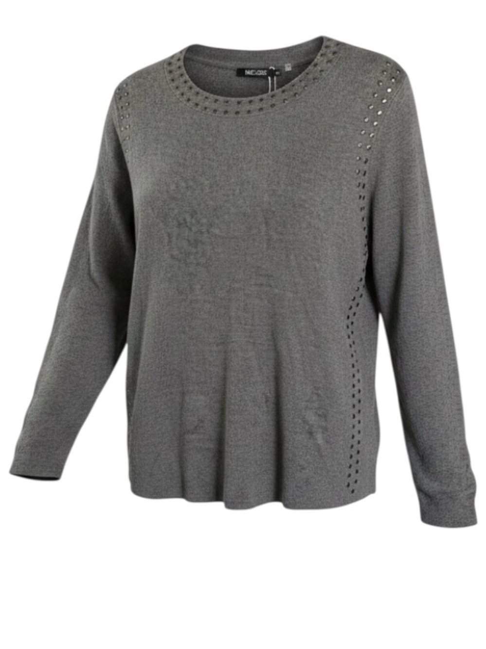 Nic+Zoe gray studded eyelet sweater
